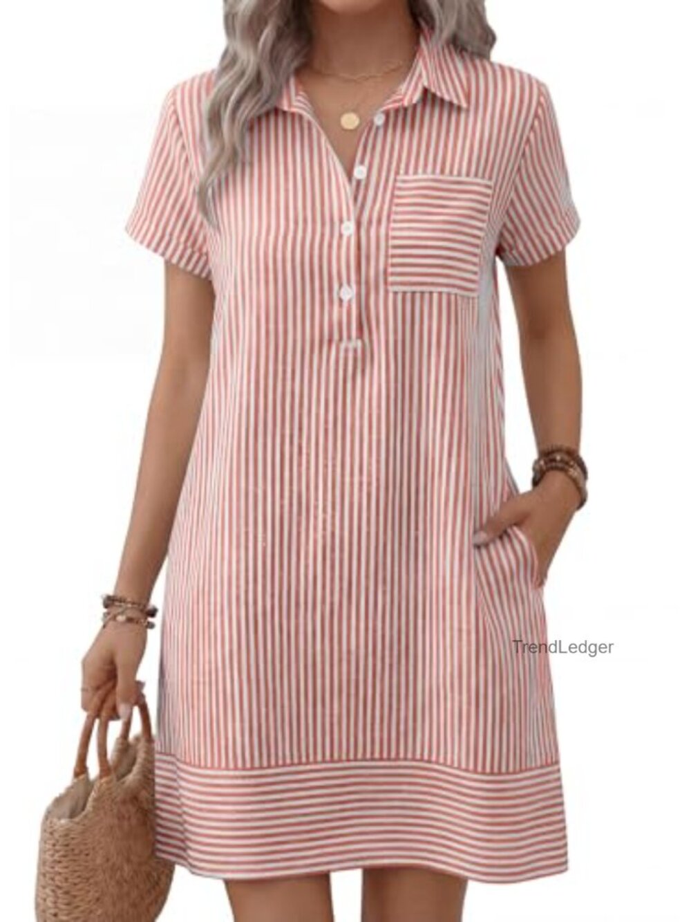 Womens Summer Casual Short Sleeve Shirt Dress 100% Rayon Loose Fit Midi